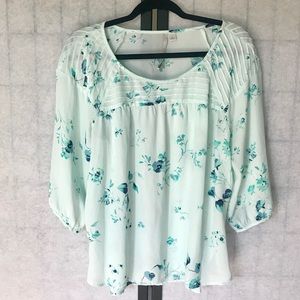 Lauren Conrad Blue Flowery Blouse